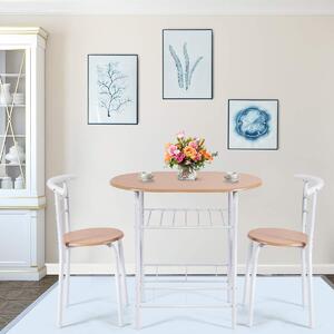 Costway Set di mobili 2 sedie e tavolo da pranzo Set 3 pezzi tavolo e 2 sgabelli da cucina