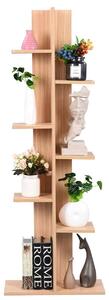 Costway Scaffale in legno per piante Mensola portaoggetti fioriera a scala 50,5x20x141cm Noce chiaro