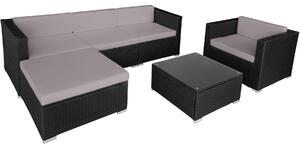 Tectake 404324 set in rattan milano - nero/grigio