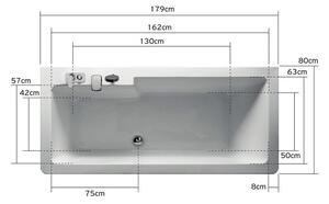 Vasca da bagno rettangolare 180x80cm modello Z-244 - KAMALU