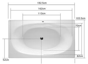 Vasca da bagno freestanding a pavimento con telaio a vista in acciaio 180cm M-256 - KAMALU