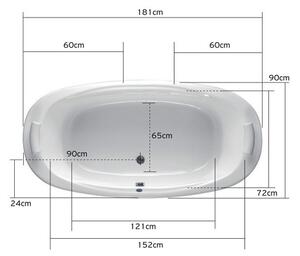 Vasca da bagno ovale 180x90 in acrilico solo guscio modello M-258 - KAMALU
