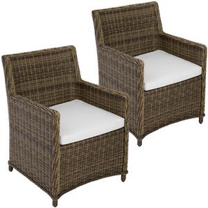 Tectake 404632 2x sedia in rattan saint tropez - marrone/bianco