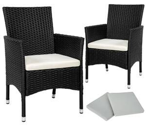 Tectake 404549 2 sedie da giardino in rattan + 4 rivestimenti di ricambio - nero/beige