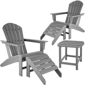 Tectake 404621 2 sedie da giardino con poggiapiedi e tavolino resistenti alle intemperie - grigio chiaro