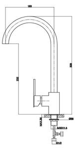 Miscelatore cucina alto quadrato ottone cromato K-21416 - KAMALU