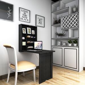 Costway Tavolo pieghevole in legno fissaggio a parete da casa e ufficio 151x94,5x56,5cm Nero