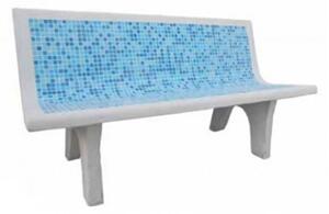 Panchina da esterni in cemento con mosaico azzurro mod. Mosaico - Artistica Mediterranea