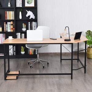 Costway Scrivania ad angolo a forma L per ufficio, Tavolo ampio per computer in legno da casa 168x125x74cm Legno naturale