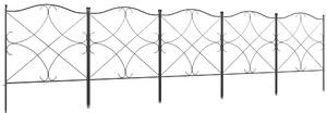 Outsunny Recinzione Esterna a 5 Pannelli in Metallo con Paletti, 305x62 cm, Nera