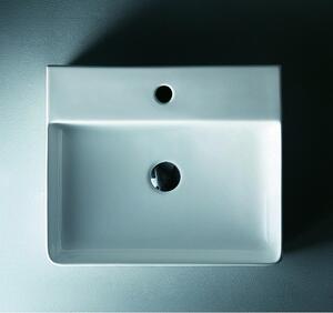 Lavabo bagno da appoggio 50cm ceramica bianco lucido Litos-0006 - KAMALU