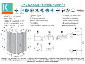Box doccia 80x80 semicircolare vetro opaco KF2000 - KAMALU