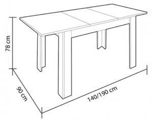 Tavolo allungabile da pranzo rettangolare in legno 140-190x90 cm Kendra Rovere Alaska/Bianco - Fores