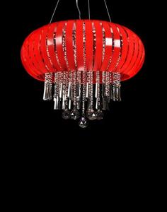Lampadario a sospensione moderno a LED cristalli metallo rosso Armada
