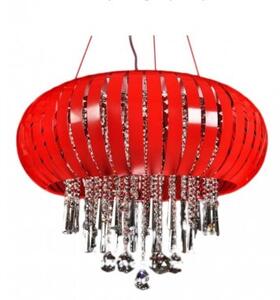 Lampadario a sospensione moderno a LED cristalli metallo rosso Armada