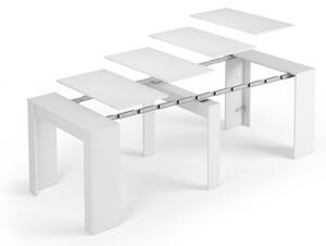 Tavolo consolle allungabile da pranzo in legno bianco per cucina design moderno