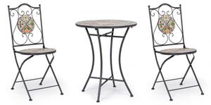 Set bistrot da arredo esterno tavolino 60 cm e sedie pieghevoli effetto maiolica Naxos Bizzotto - Bizzotto