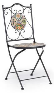 Set bistrot da arredo esterno tavolino 60 cm e sedie pieghevoli effetto maiolica Naxos Bizzotto - Bizzotto