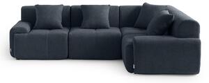 MILYSOFA SOFAMOUS Divano ad angolo modulare a 4 posti, tessuto ciniglia, blu-grigio