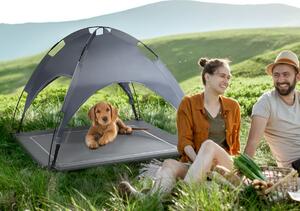 Costway Lettino per cani con tettoia smontabile, Brandina impermeabile e resistente al sole 90x81x86cm