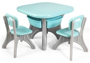 Costway Set con tavolo e sedie per bambini, Mobili leggero da spostare con grande capacità di peso, Verde