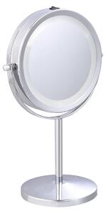 Costway Specchio per Il Trucco φ17,5cm, Specchio da Tavolo con Illuminazione a LED Doppia