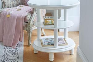Tavolino rotondo bianco in stile provenzale con 3 ripiani diametro 60 cm-Arrediorg.it