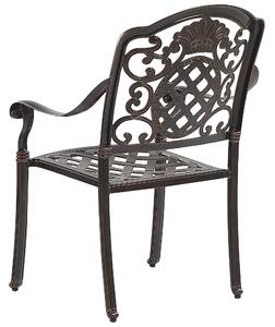 Set di 4 sedie da pranzo da giardino in alluminio marrone con cuscini di seduta per esterni in stile retrò Beliani