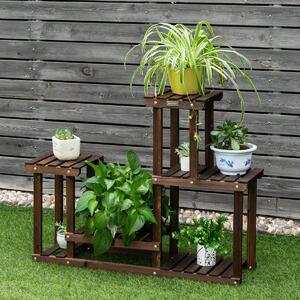 Costway Scaffale per piante in legno multilivello, Scaffale verticale per giardino balcone cortile (4 livelli per 7-9 vasi)