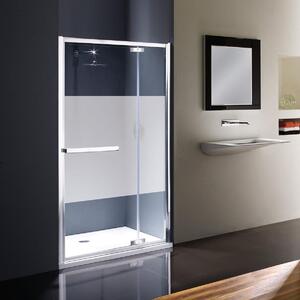 Porta doccia battente Namara 120 cm, H 195 cm in vetro, spessore 8 mm serigrafato silver