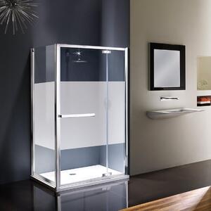 Porta doccia battente Namara 120 cm, H 195 cm in vetro, spessore 8 mm serigrafato silver