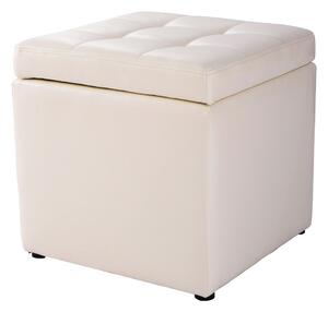 Costway Ottomana con coperchio ermetico, Organizer a forma di cubo con cerniere di sicurezza Beige