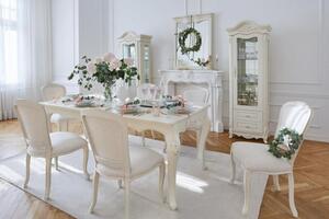 Vetrina in legno bianco Avorio classica per soggiorno-Arrediorg.it
