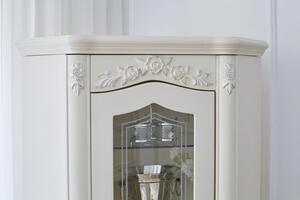 Vetrina ad angolo classica in legno color bianco avorio-Arrediorg