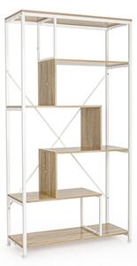 Libreria Industrial In Acciaio E Legno 84x34x162 Design Moderno Elettra Scala Bianco Bizzotto - Bizzotto