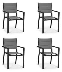 Sedie Da Esterno In Alluminio Con Braccioli Seduta In Textilene Imbottita Antracite - 4 pezzi - Bizzotto