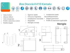 Box doccia ad angolo 70x70 altezza 180 cristallo trasparente K410 - KAMALU