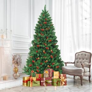 Costway Albero di Natale 200 cm 1100 rami, Abete artificiale con base resistente di metallo