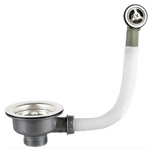 Solidchoice - Scarico per lavello da cucina in acciaio inossidabile con troppolo rotondo da 114 mm