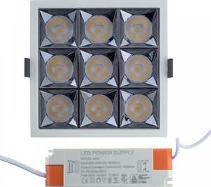 Faretto LED da incasso 40W OSRAM 110lm/W, Antiabbagliamento - CRI85, Foro 120x120mm Colore Bianco Naturale 4.000K