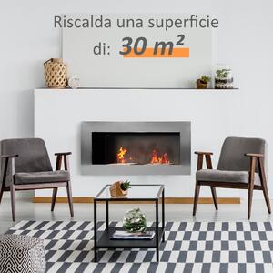 HOMCOM Camino a Bioetanolo da Parete Realizzato in Acciaio Inox con 2 Bruciatori 1.5LT 110 x 54 x 14cm