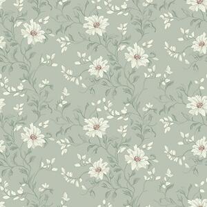 Carta da parati Fiori bianchi con foglie ondeggianti, Parati classici Rustica, a00001 : Uwalls.it