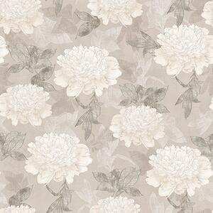 Carta da parati Peonie e foglie di colore chiaro in stile grunge, Parati fiori e piante classici, Parati classici Fiori Peonie, a00005 : Uwalls.it