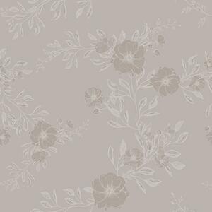 Carta da parati Fiori con foglie chiare su sfondo grigio, Parati classici Rustica, a00006v1 : Uwalls.it