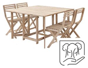 Set tavolo e sedie Solis NATERIAL in legno per 4 persone, marrone