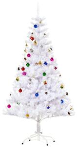 HomCom Albero di Natale 150 cm con 680 Rami Addobbato, Albero di Natale Bianco con Supporto Bianco foltissimo|Aosom