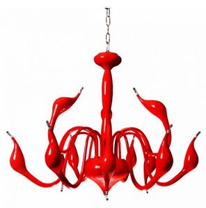 Lampadario elegante a sospensione in metallo colore rosso