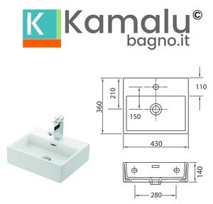 Lavandino piccolo bagno 43 cm Litos-DF45 - KAMALU