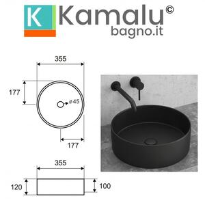 Lavabo circolare colore mat nero 35cm Litos-0006B - KAMALU