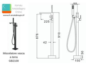 Miscelatore a pavimento per vasca freestanding colore nero Lison GB2100 - KAMALU